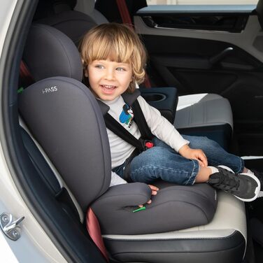 Автокрісло KikkaBoo i-PASS 9-36 кг, i-Size, Армійський зелений, для дітей 1-12 років (76-150 см), з регульованим підголівником