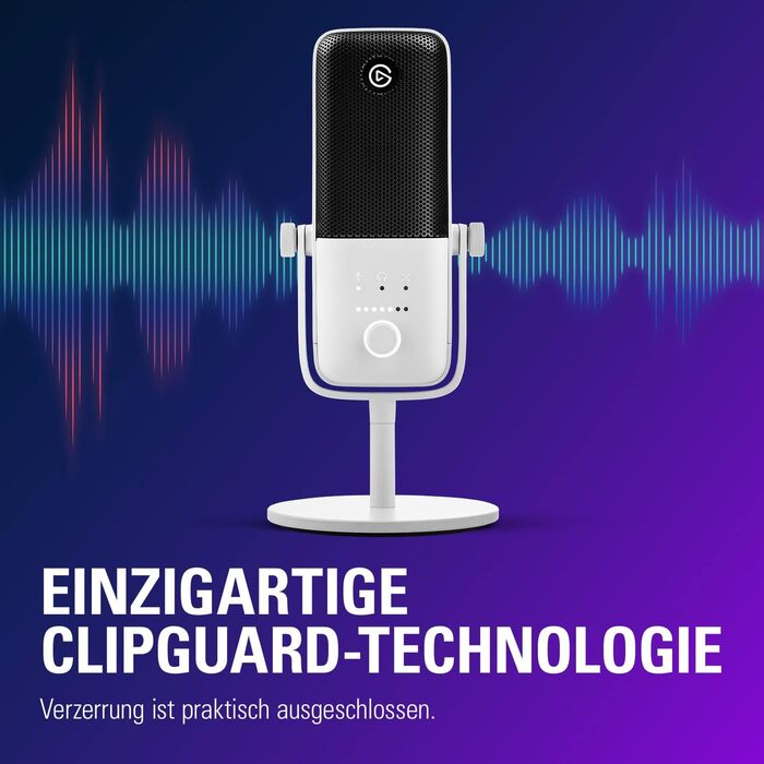 Elgato Wave:3 Білий – професійний USB конденсаторний мікрофон для стрімінгу, подкастів, геймінгу та домашнього офісу, з безкоштовним мікшуванням, ефектами, захистом від спотворень, Plug & Play, для Mac/PC