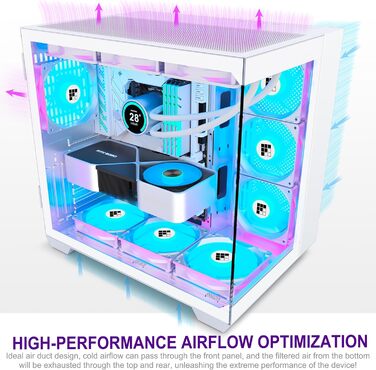 Ігровий корпус FOIFKIN F600 ATX Mid-Tower, 6 ARGB PWM вентиляторів, панорамне скло 270°, Type-C, білий