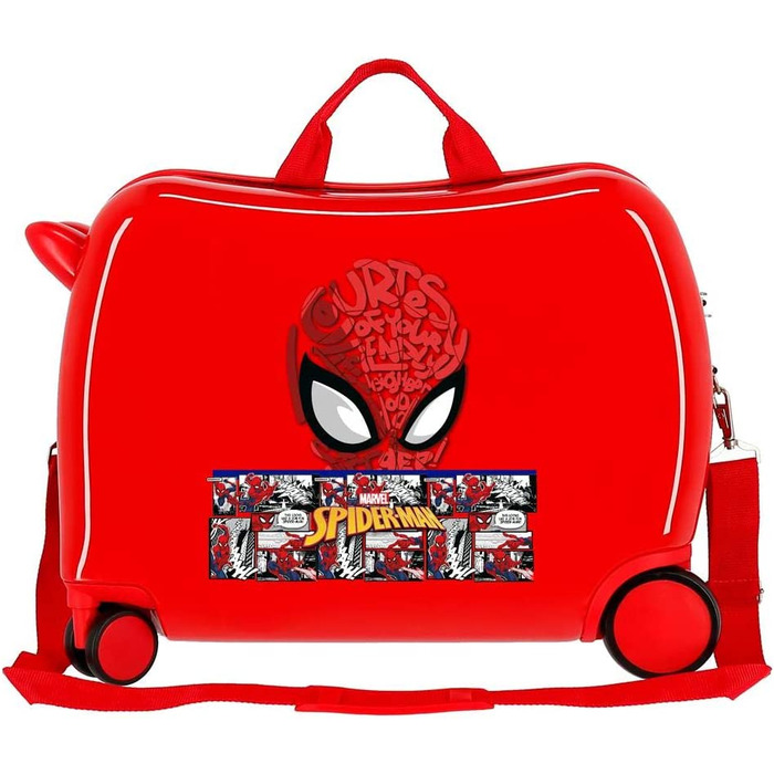 Дитяча валіза Marvel Spiderman, червона, жорсткий корпус, 50x38x20 см, 38 л, 3 кг, з кодовим замком, ручна поклажа
