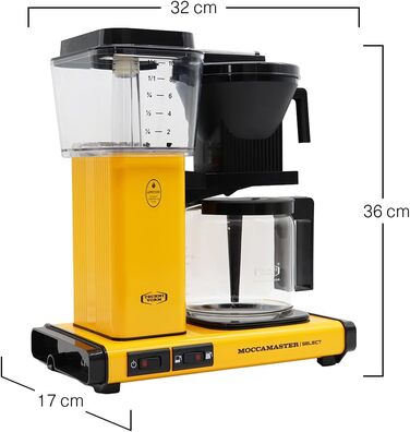Кавоварка Moccamaster KBG Select, фільтраційна, 1.25 л, жовта Yellow Pepper