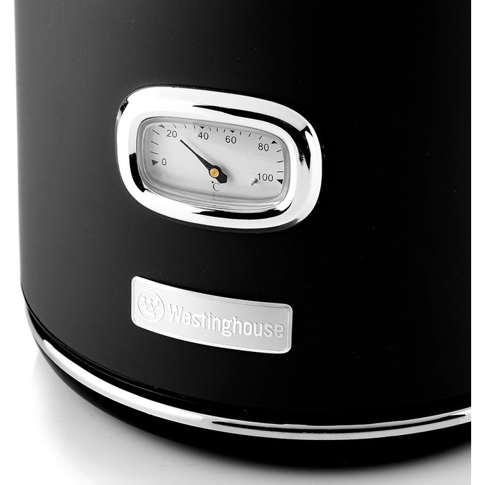 Електрочайник Westinghouse Retro 1,7 л, чорний, з терморегулятором, індикатором рівня води, фільтром від накипу та захистом від перегріву