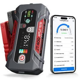 Портативний пусковий пристрій та тестер акумулятора LOKITHOR JT400: 2500A, 12V, для бензинових (8.5L) та дизельних (6.5L) авто