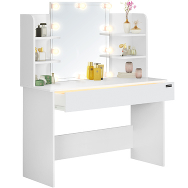 Туалетний столик Casaria, білий МДФ, 108x40x140 см, з LED-підсвіткою