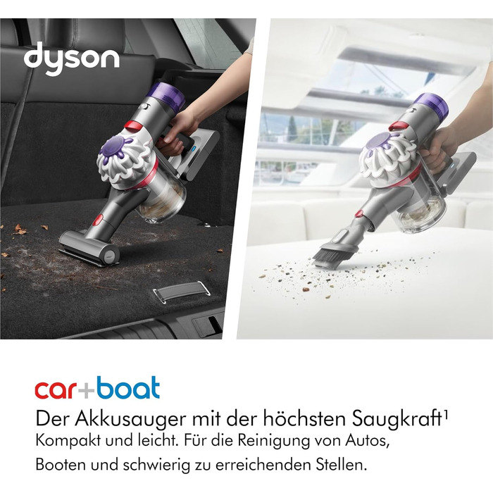 Ручний акумуляторний пилосос Dyson Car+Boat для автомобіля та човна, сріблястий, до 50 хв роботи