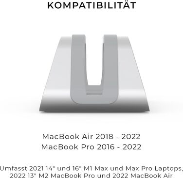 Підставка для ноутбука Vertikaler: стильна підставка для MacBook, MacBook Air, MacBook Pro (алюміній, срібло)