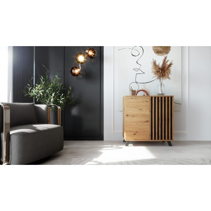 Комод Newroom Barea.Two з дикого дуба та антрациту, 80x85x40 см, сучасний вінтаж, для вітальні, спальні, коридору, їдальні