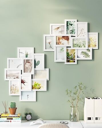Фоторамка SONGMICS на 10 фото 10x15 см, біла, дерев'яна (MDF) для колажу RPF20WT