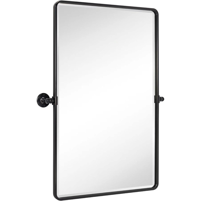 Дзеркало для ванної кімнати TEHOME 61x50.8 см, поворотне, матовий чорний, прямокутне, з металевим каркасом