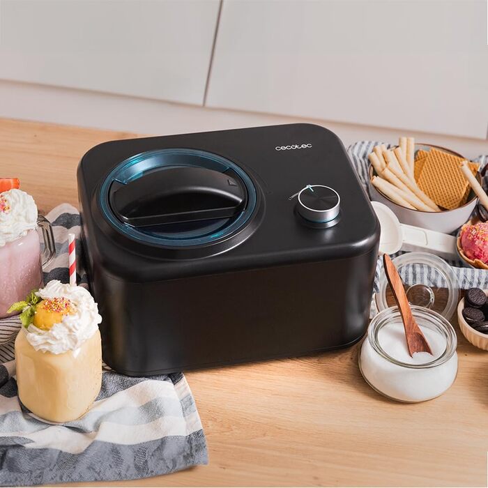 Машина для приготування морозива Cecotec Gelacy 1200 Touch з компресором. Чорний колір, 0,8 л, сенсорний екран, 110 В, 30 хвилин