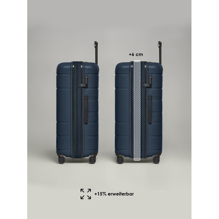 Набір валіз REDOLZ Essentials 11 з ABS-пластику, 3 шт., Midnight Blue — легкі дорожні валізи з TSA-замком, подвійними колесами та розширенням 6 см