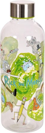 Пляшка для води Rick and Morty Elbenwald 850 мл з порталом, прозора/зелена, з гвинтовою кришкою, 22,5 см