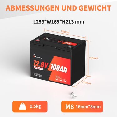 LiFePO4 акумулятор 12V 100Ah Group 24 з алюмінієвим корпусом, BMS 100A, IP65 — легкий сонячний акумулятор для кемпера, човна та сонячних систем