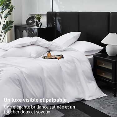 Комплект постільної білизни з бавовняного сатину Deluxe, 240x260 см, білий (підковдра + 2 наволочки 65x65 см), дихаюча тканина
