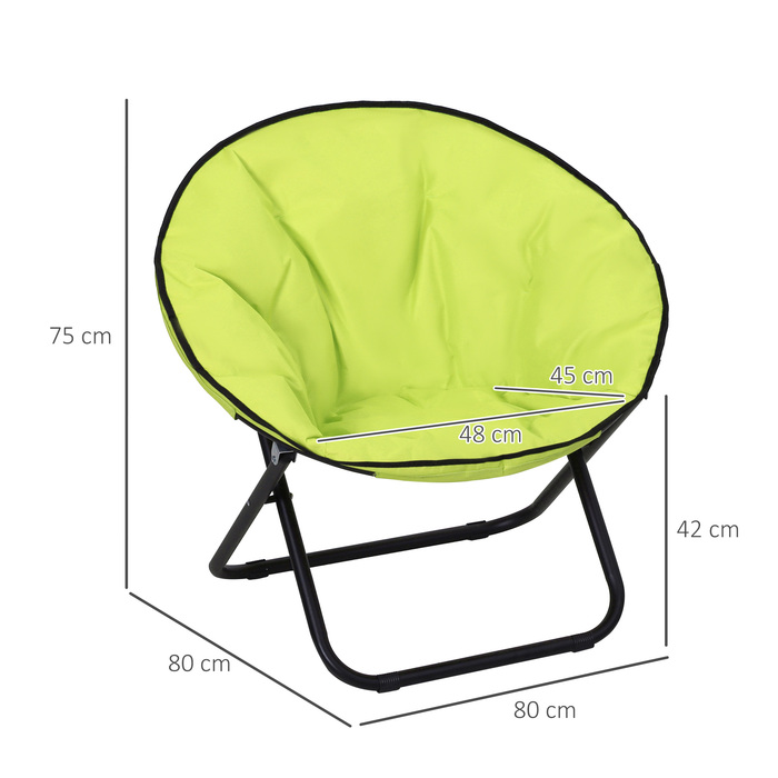 Outsunny Camping Chair Складне кемпінгове крісло зі спинкою, складне крісло до 120 кг, м'яке місячне крісло дуже широке, розкладне крісло Вуличне крісло для саду, балкона, кемпінгу, жовтий