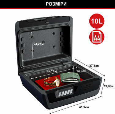 Вогнетривкий та водонепроникний сейф для документів і грошей MASTER LOCK 10 л, електронний кодовий замок, для A4-документів, CHW30300EURHRO