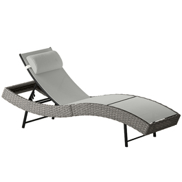 Шезлонг з ротангу Polyrattan S-подібної форми з 5-рівневим регулюванням спинки, підголівником, дихаючою тканиною та захистом від ультрафіолету.