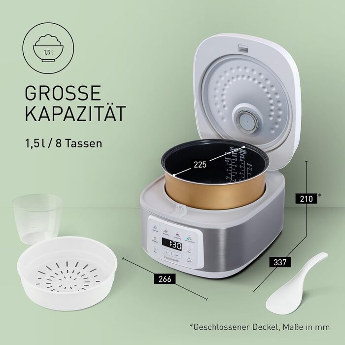 Рисівар електричний Panasonic SR-DA152WXE 1.5л (8 чашок) з функцією пароварки, білий