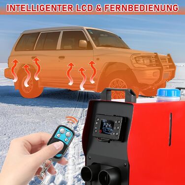 Автономний дизельний обігрівач повітря Sonnewelt 12V 8кВт з глушником та LCD-дисплеєм для авто, кемпера, човна та вантажівки