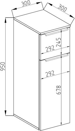 Пенал Vicco Otis білий глянець/антрацит 30x95 см
