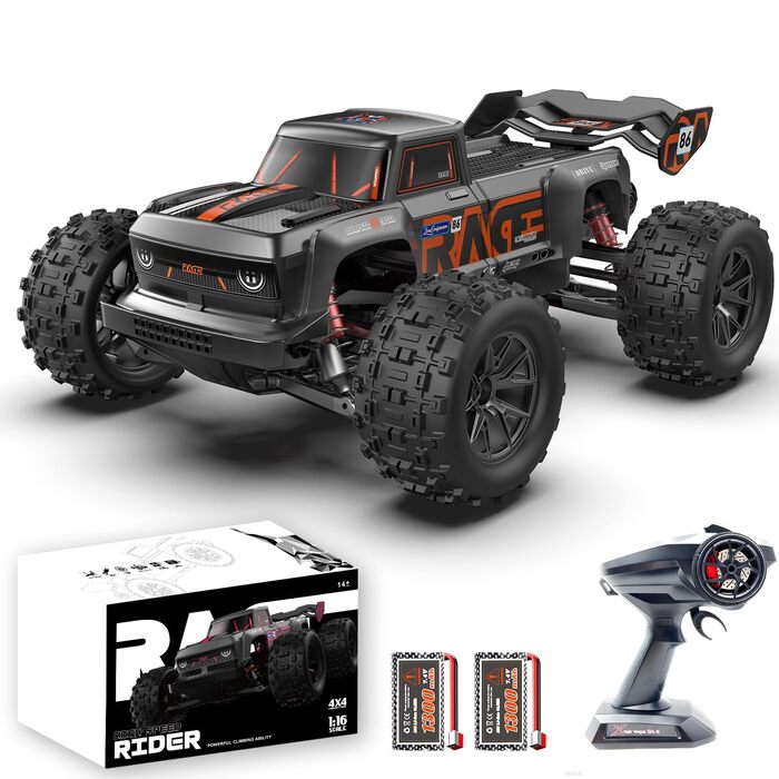 RC Автомобіль 1:16 позашляховик Monster Truck 4WD 40 км/год, водонепроникний, з 2 акумуляторами, помаранчевий