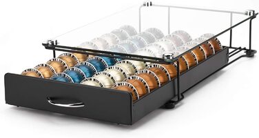 Підставка для капсул Nespresso Vertuo HiveNets з шухлядою, чорна, для 40 капсул, загартоване скло