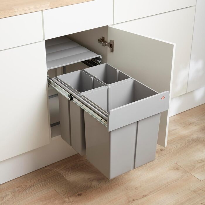 Сортувальник сміття Naber Bio Trio Maxi 40 DT, алюмінієвий сірий