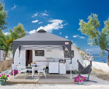 ABCCANOPY 3x3 м водонепроникний павільйон для саду, компактний розкладний тент із захистом від сонця, з роликовою сумкою, 4 утяжувачі, 4 мотузки, 4 кілки, темно-сірий