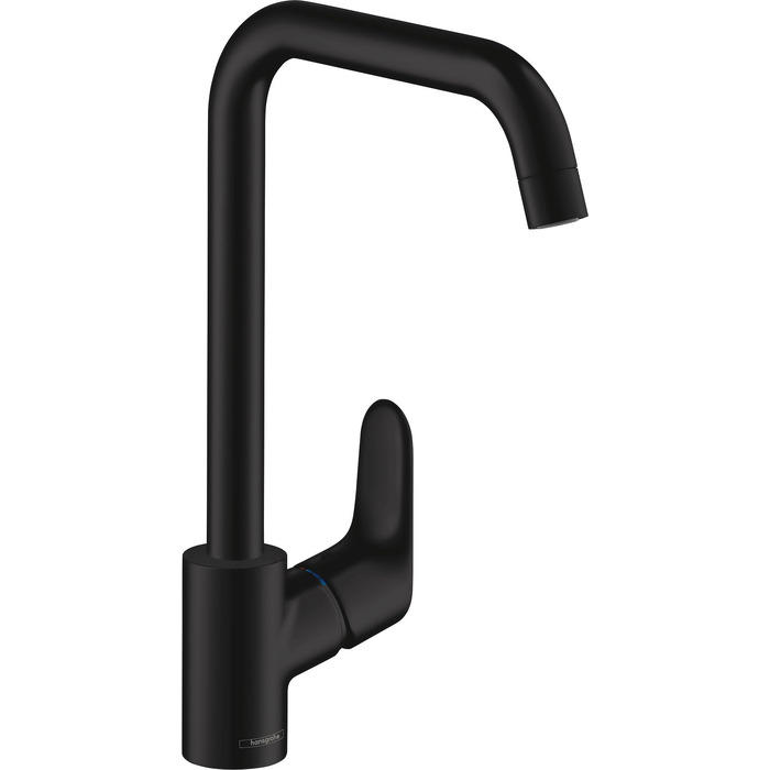 Змішувач кухонний Hansgrohe Focus M41 матовий чорний, високий вилив 260 мм, поворотний на 360°