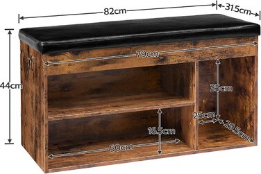 Лавка для взуття HOOBRO з м'яким сидінням, 3 відкриті полиці, 82x31,5x46,5 см, місткий взуттєвий шафа для передпокою та вітальні, витримує до 150 кг