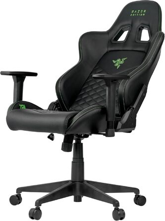 Ігрове крісло Razer Edition TAROK Natrix: дихаюча екошкіра, 3D підлокітники Softcoat, функція гойдання, з подушками під поперек та голову, до 130 кг, чорне