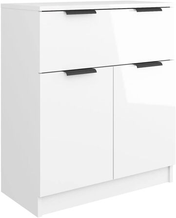Комод-вітрина vidaXL для вітальні, глянцевий білий, 60x30x70 см, ДСП