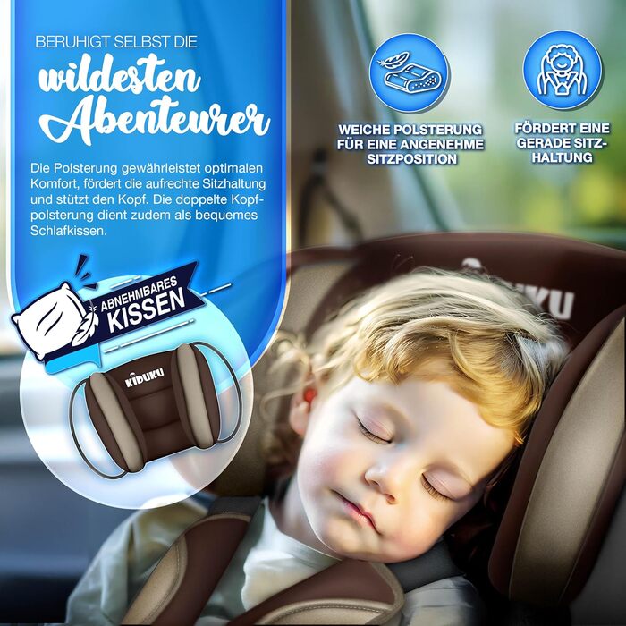 Автокрісло KIDUKU® 9-36 кг (1-12 років) 3-в-1, ECE R129/03, групи 1/2/3, для дітей, коричневе/бежеве