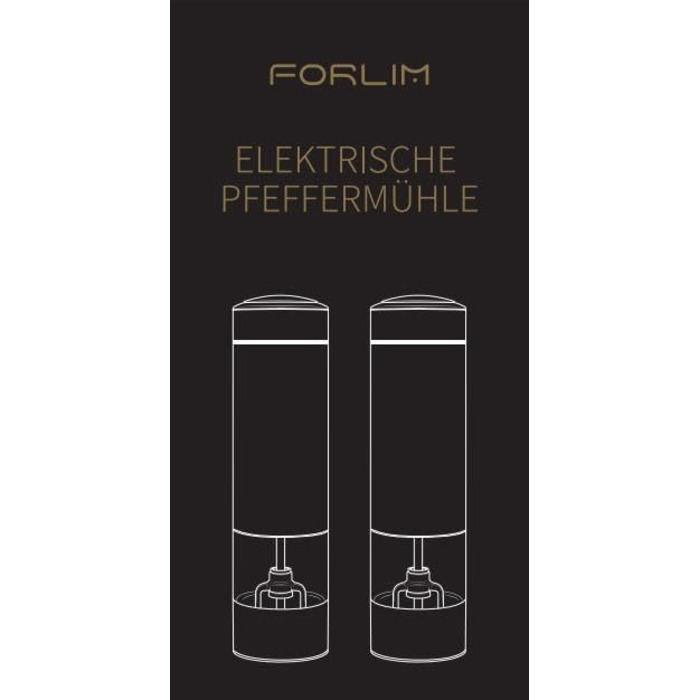 Електричний набір млинців для перцю та солі FORLIM, USB-зарядка, регульований керамічний механізм, LED підсвітка, 2 шт, металевий Gunmetal