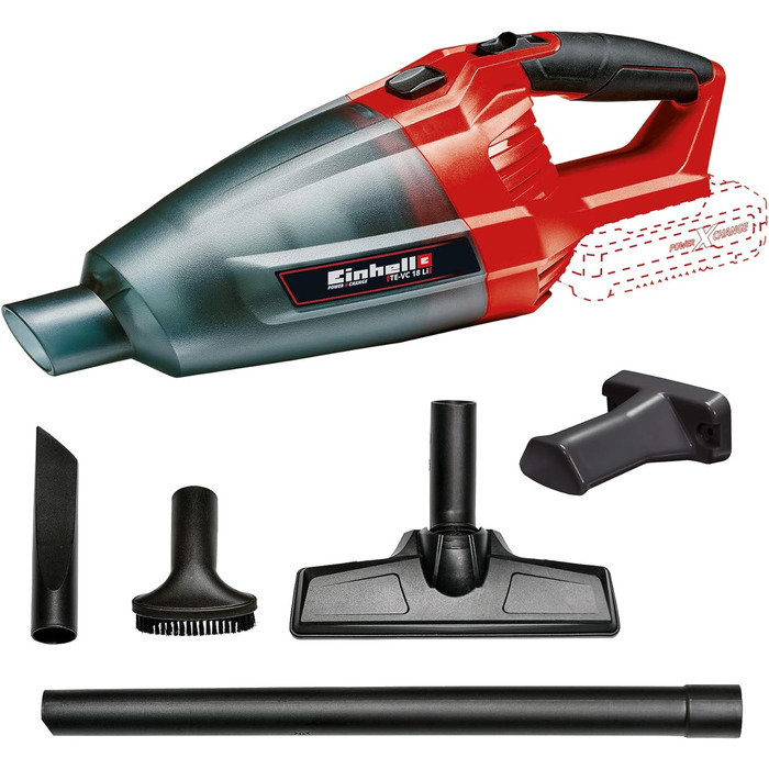 Акумуляторний ручний пилосос Einhell TE-VC 18 Li Power X-Change, 540 мл, Li-Ion, 3 насадки, подовжувач, настінне кріплення, акумулятор 4,0 А·год та зарядний пристрій