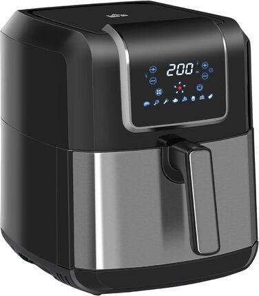 Аерофритюрниця HOMCOM 6,5 л, 1700 Вт, 8 програм, LED-дисплей, антипригарний кошик, для здорового приготування без олії, чорна