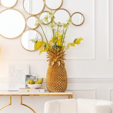 Ваза Kare Design Ananas, золота, 30x15x15 см - Декоративна ваза для квітів у вітальню, на полицю, екзотичний стиль