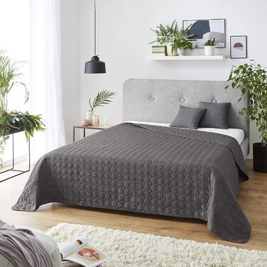 Плед IBENA Nancy антрацит 140x210 см – легкий стьобаний покривало для ліжка
