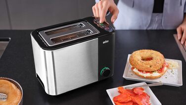 Тостер Braun HT5015.BK Toastafette чорний/сріблястий, пластик/нержавіюча сталь
