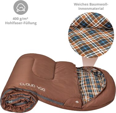 Зимовий спальний мішок KingCamp Cloud 400 XL широкий, бавовна, до -15°C