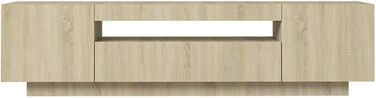 Тумба під телевізор з LED підсвіткою vidaXL, дуб сонома, 160x35x40 см, сучасний ТВ стіл, меблі для вітальні