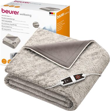 Електрична грілка-ковдра Beurer HD 150 XXL Nordic, 200x150 см, 6 температурних режимів, автоматичне відключення, машинне прання, м'яка флісова ковдра, колір тауп