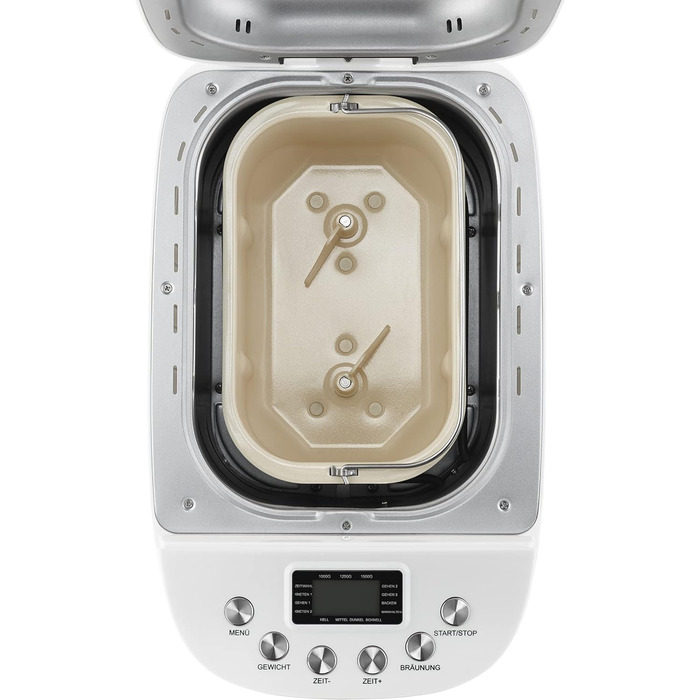 Хлібопічка UNOLD 68520 BACKMEISTER Big White, 1500 г, 15 програм, для безглютенового хліба, таймер, функція підігріву, LCD дисплей, біла