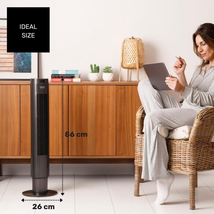 Вентилятор вежний Taurus Babel RCH 50W, 86 см, сірий: 4 режими, таймер, пульт, сенсорне управління