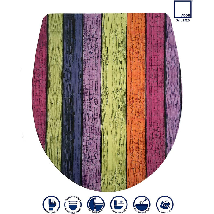 Кришка для унітазу ADOB Design, кольорова, з мікроліфтом, знімна для очищення