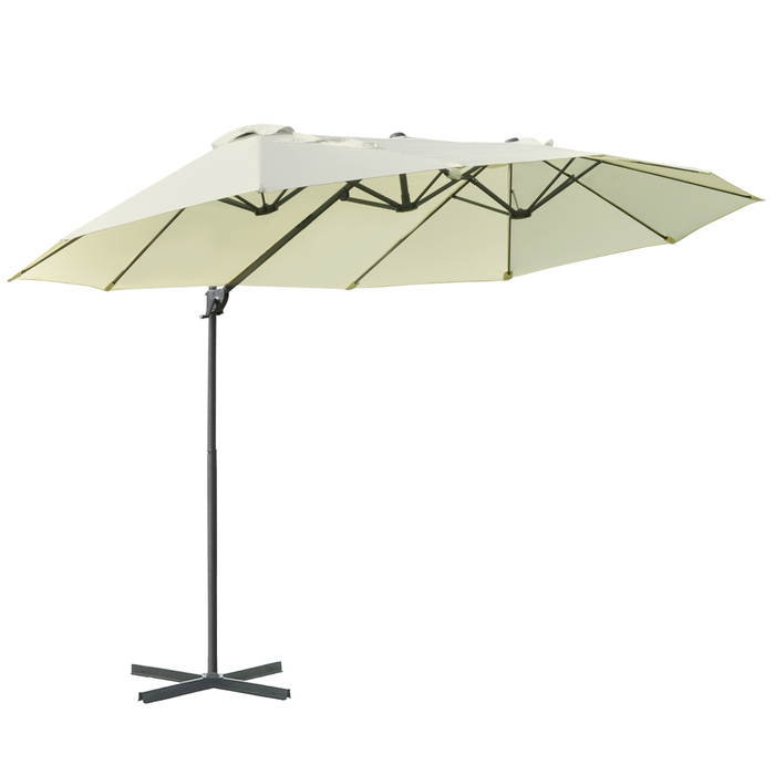 Outsunny Double Parasol Cantilever Parasol Double Parasol з регульованим садовим парасолькою Sunshade Metal Cream White 440 x 270 x 250 см