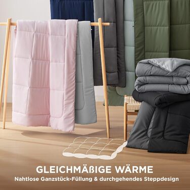 BEDSURE Ковдра постійна 240x220 см - тепла, двостороння, для алергіків, сіра/світло-сіра, 300 GSM