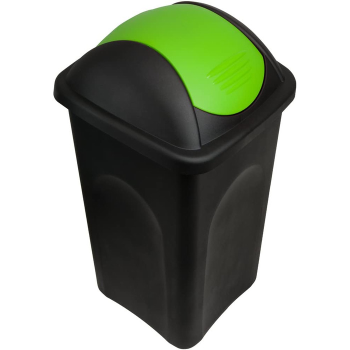 Сміттєвий бак Stefanplast з маятниковою кришкою 60 л чорний/зелений