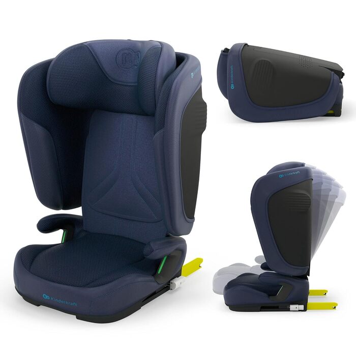 Автокрісло Kinderkraft UNITY 2 i-Size, 100-150 см, 3,5-12 років, регульована підголівник, AIR FLOW, 5 положень спинки, блакитне