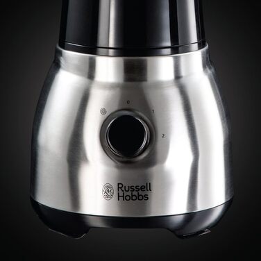 Блендер стаціонарний Russell Hobbs 2-в-1 зі скляною чашею 1.5л та міні-блендером для смузі 0.6л - подрібнювач льоду, BPA-free, нержавіюча сталь 23821-56